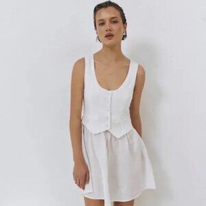 VRG GRL Ma Cherie Linen Mini Dress In White Sz 12 NWT